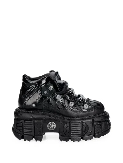 New Rock Metallic-sneakers Mit Dicker Sohle In Black