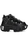 New Rock Metallic-detail Platform Sneakers In Black