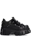 New Rock Metallic M-120n-s26 Lace-up Platform Sneakers In Black