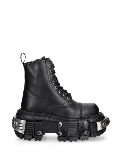 New Rock Metallic Platform Boots In Black