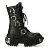 New Rock Mid-calf Leather Platform Boots-wall373-s3 In Black