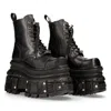 New Rock Mili083cct-c4 Metallic Leather Military Boots In Grey