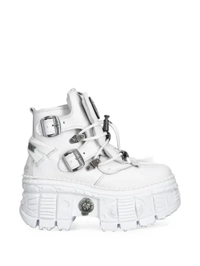 New Rock M-wall052-cev161 Buckle-fastening Platform Boots In White