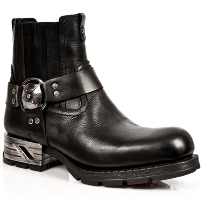 Pre-owned New Rock Newrock M.mr007 S1 Black - Rock Boots - Mens