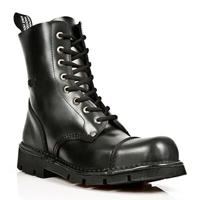 Pre-owned New Rock Newrock Rock Boots Style M.newmili083 S1 Black Unisex Steel Toe