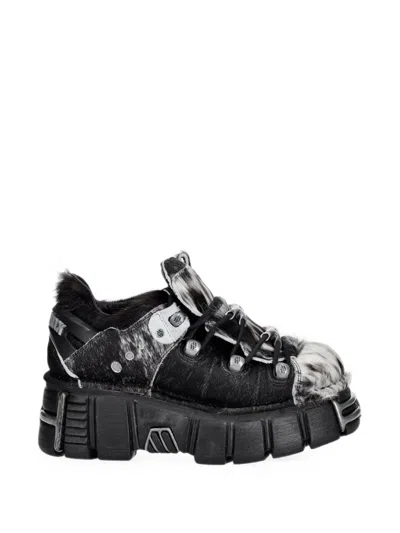 New Rock Panelled Faux-fur Boots In Multi