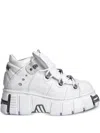 New Rock Platform Lace-up Sneakers In White