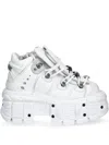 New Rock Platform Lace-up Sneakers In White
