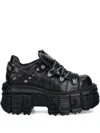 New Rock Platform Lace-up Sneakers In Black