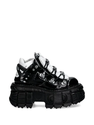 New Rock Platform Metal Detail Sneakers In Black