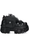 New Rock Pocket-detail Platform Sneakers In Black