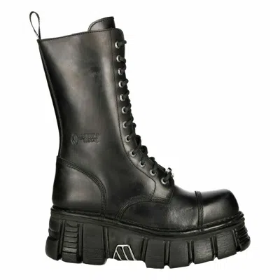 Pre-owned New Rock Rock Boots M-mili211c-c1 Unisex Metallic Black 100% Leather Techno Biker