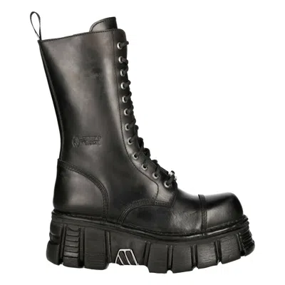 Pre-owned New Rock Rock Boots M-mili211c-c1 Unisex Metallic Black 100% Leather Techno Biker