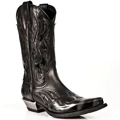 Pre-owned New Rock Rock Boots Mens Style 7921 S3 Silver And Black