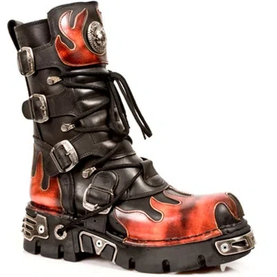 Pre-owned New Rock Rock Boots Unisex Style 591 S1 Red