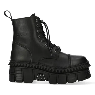 Pre-owned New Rock Rock Boots Wall083cct-s6 Unisex Metallic Black Leather Platform Gothic Boots