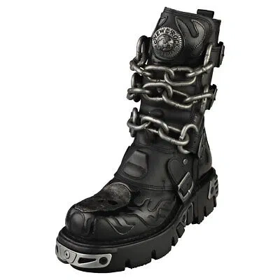Pre-owned New Rock Rock M-727-s5 Unisex Black Platform Boots - 9.5 Us
