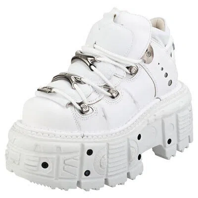 Pre-owned New Rock Rock M-tank106-c1 Unisex Platform Shoes In White - 8.5 Us