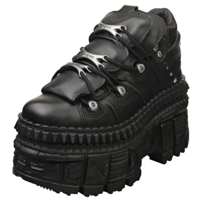 Pre-owned New Rock Rock M-wall106-s9 Unisex Black Platform Boots