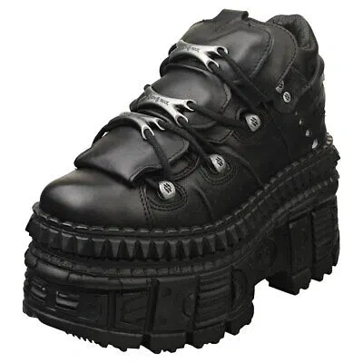 Pre-owned New Rock Rock M-wall106-s9 Unisex Black Stiefel Plattform - 38 Eu In Schwarz