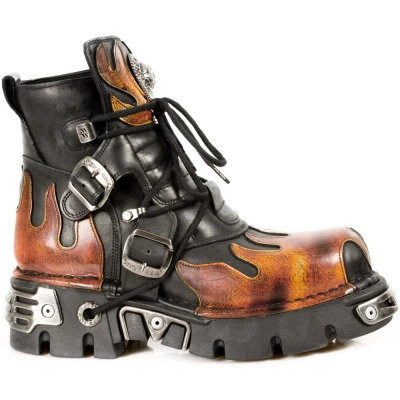 Pre-owned New Rock Rock M.288 S1 Fire,black - Boots, Metallic, Unisex In Gray