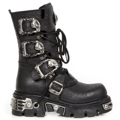 Pre-owned New Rock Rock M.391 S4 Black - Boots, Metallic, Unisex In Gray