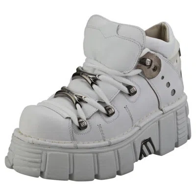 Pre-owned New Rock Rock M106n-c27 Unisex White Platform Boots