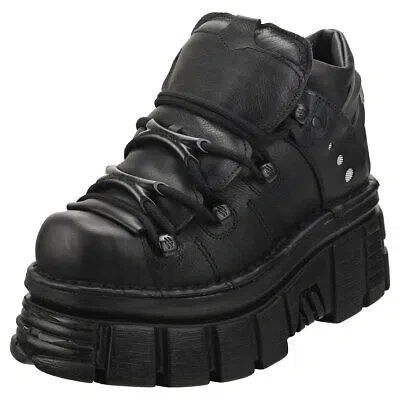Pre-owned New Rock Rock M106n-s52 Unisex Black Platform Shoes - 10.5 Us