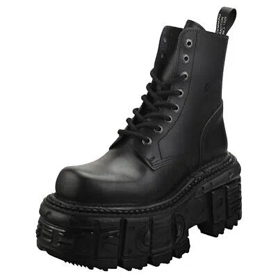 Pre-owned New Rock Rock Metallic M-mili084n-s5 Unisex Platform Boots In Black - 8.5 Us In Gray
