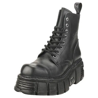 Pre-owned New Rock Rock Metallic M-newmili083-s39 Unisex Platform Boots In Black - 10.5 Us In Gray