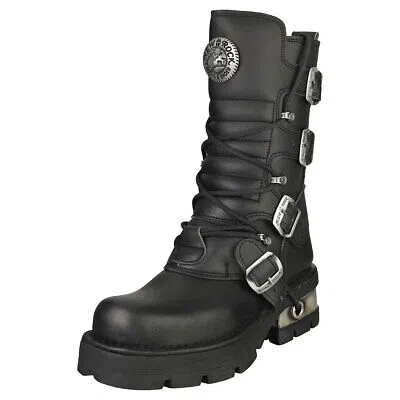 Pre-owned New Rock Rock Metallic Unisex Platform Boots In Black - 9 Us In Gray