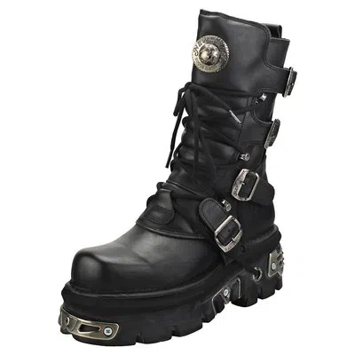 Pre-owned New Rock Rock Reactor Half Boots Unisex Black Platform Boots - 9 Us