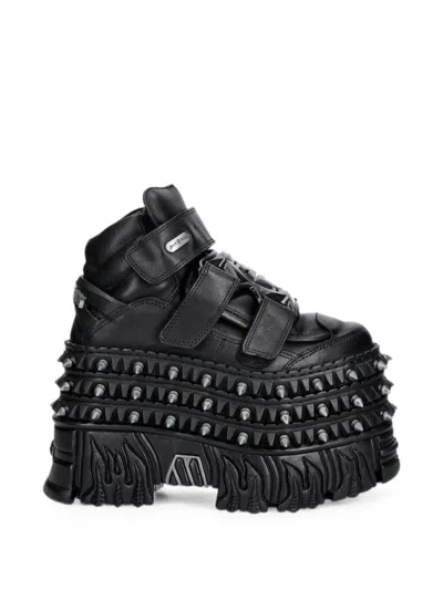 New Rock Spiked Plateau-sneakers In Black