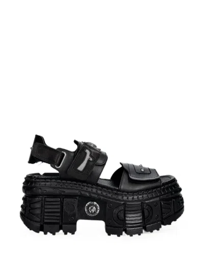New Rock Stud-embellished Platform Sandals In Black