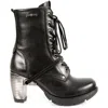 New Rock Tr001-s1 Leather Gothic Punk Boots In Black