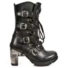 New Rock Tr003-s1 Platform Heel Rock Punk Boots Goth In Black