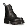 New Rock Black Leather Boots-wall083cct-s6 In Black