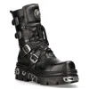 NEW ROCK UNISEX BLACK LEATHER GOTHIC MID-CALF BOOTS-373-S4