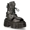 New Rock Bios107-v1 Vegan Leather Sandals In Black