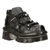 New Rock Unisex Metallic Black Leather Gothic Techno Boots- M-215-s6 In Black
