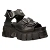 New Rock M-bios101-c2 Leather Sandal Punk In Black