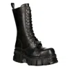 New Rock Unisex Metallic Black Techno Biker Boots- M-mili211c-c1 In Black