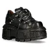 New Rock Platform Lace-up Trainers In Black