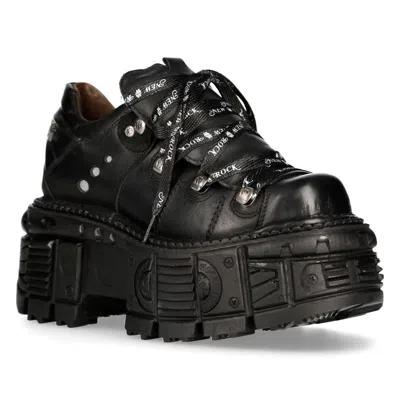 New Rock Unisex Platform Punk Metal Boots- M-tank120n In Black