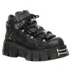 New Rock Platform Lace-up Trainers In Black
