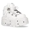NEW ROCK UNISEX WHITE LEATHER GOTHIC PUNK BOOTS- M-TANK106-C1