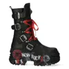 New Rock Wall028b-c1 Boots Leather Platform Gothic In Black