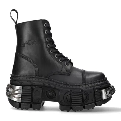New Rock Wall083c-s4 Boots Leather Platform Gothic In Black