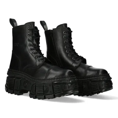 New Rock Wall083c-s5 Boots Metallic Leather Platform In Black