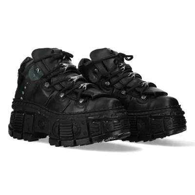 New Rock Wall106-s12 Boots Punk Rock Leather Platform In Black